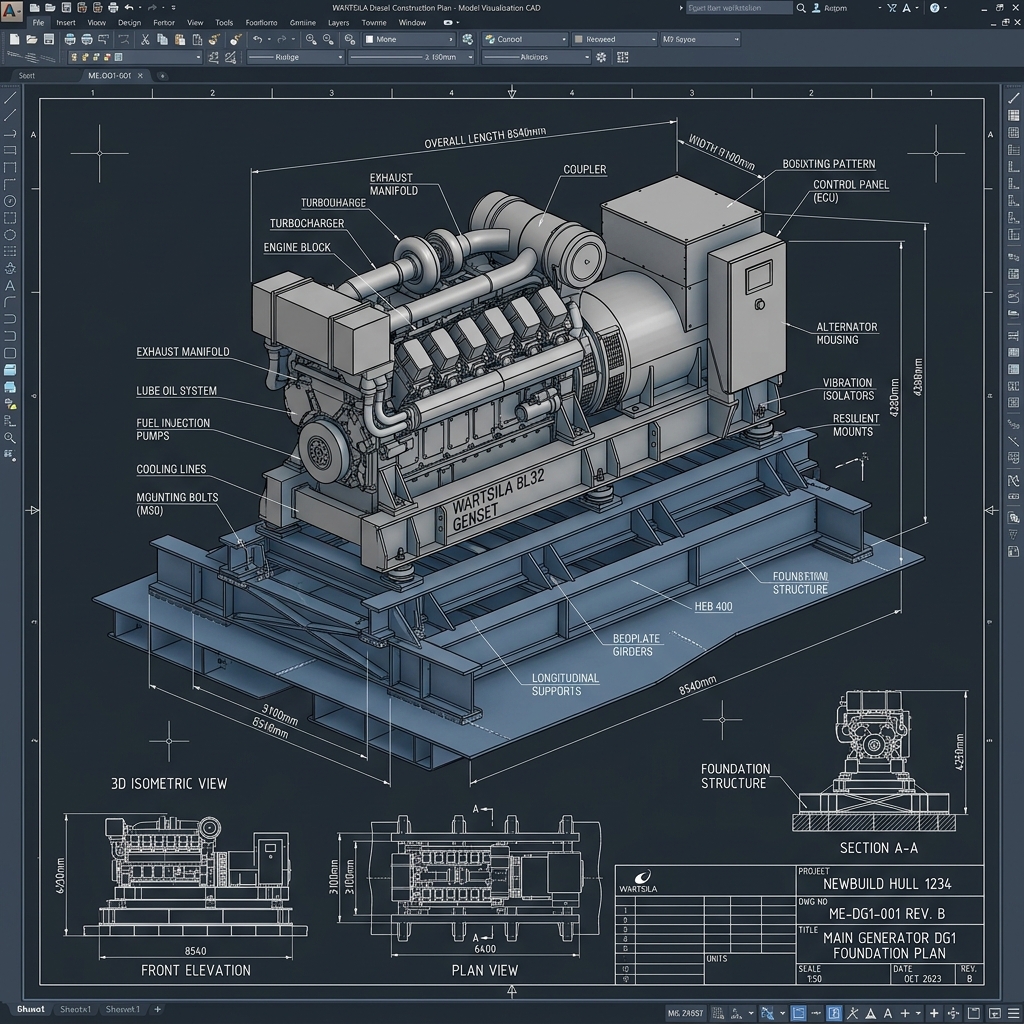 CAD Zeichnung Schiffsgenerator vibriert