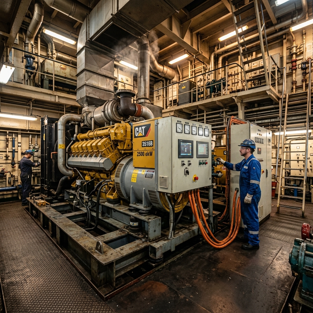 Nahaufnahme Schiffsgenerator vibriert